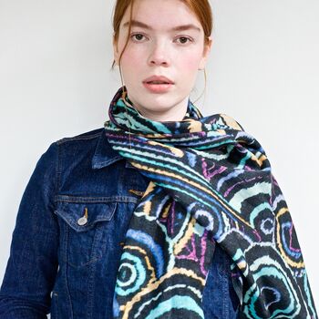 Rosettes Blues Linen Scarf, 4 of 7