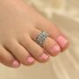 Adjustable Silver Wide Bohemian Indian Bichiya Toe Ring, thumbnail 1 of 8