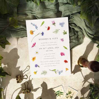 Wildflower Scatter Flat Wedding Invitations, 5 of 6