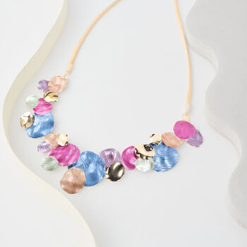 Hammered Colourful Disc Statement Necklace, 2 of 3