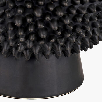 Black Ceramic Sea Urchin Table Lamp With White Shade, 5 of 9