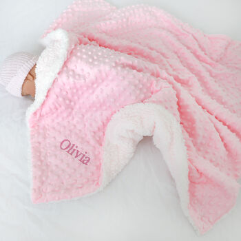 Personalised Bright Pink Bobble Sherpa Baby Blanket, 3 of 10