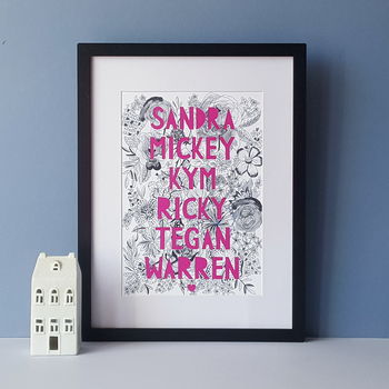 Personalised Family Monochrome Florals Papercut Print, 4 of 12