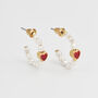 Gold Love Heart Pearl Hoop Earrings, thumbnail 1 of 7