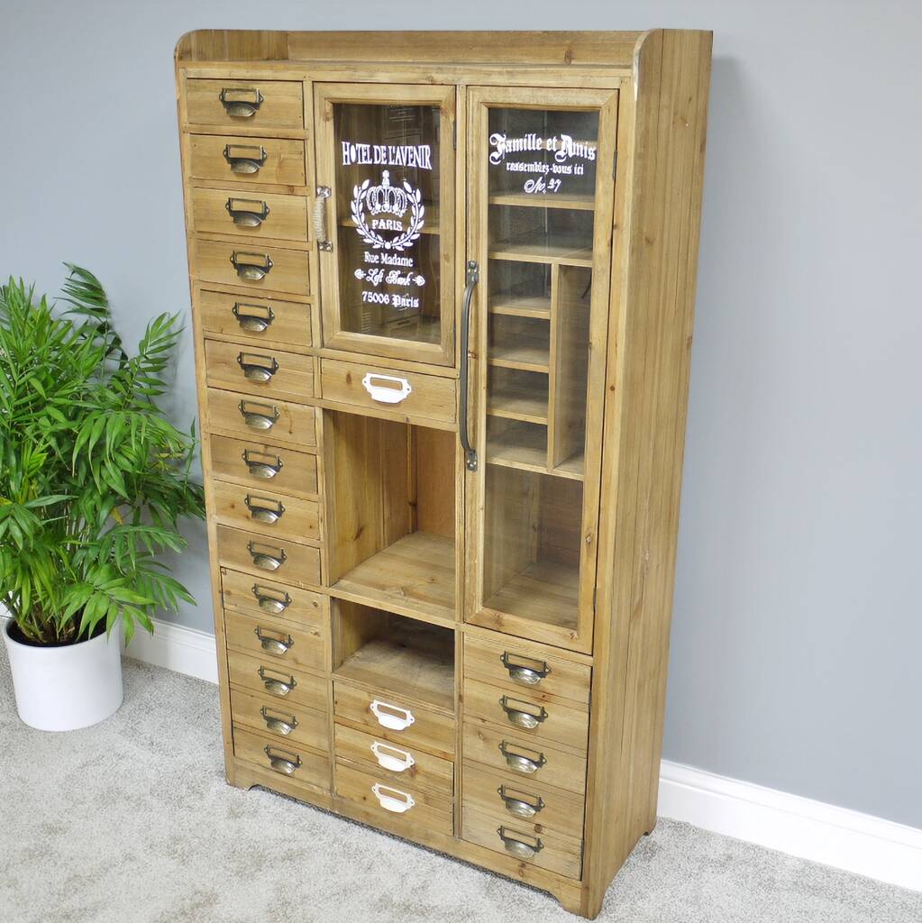 Industrial Multi Drawer Wooden Cabinet, 1 of 3