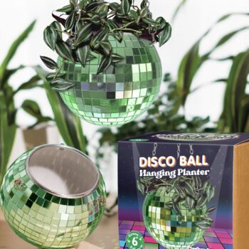 Pink/Silver Disco Ball Hanging Planter, 2 of 3