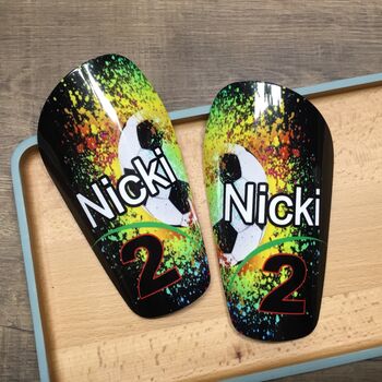Personalised Shin Pads Kids Football Soccer Gift One, 7 of 12
