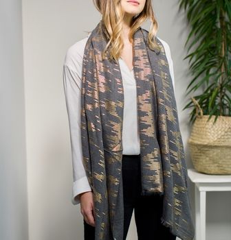 Personalised Charcoal And Gold Fleck Scarf, 7 of 7