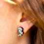Inky Forget Me Not Birch Climber Stud Earrings, thumbnail 9 of 12
