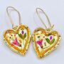 Real Flowers Heart Drop Earrings Small Hand Made, thumbnail 1 of 12