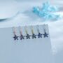 Sterling Silver Sapphire Blue Cz Flower Drop Dangle Earrings, thumbnail 4 of 11