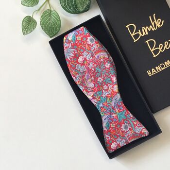 Self Tie Bow Tie In Red Liberty Of London Print, 3 of 7