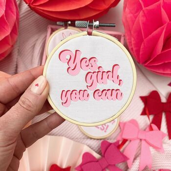 Girl Power Mini Embroidery Hoop Shelf Decor, 5 of 6