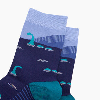 Loch Ness Monster Bamboo Socks In Blue, 2 of 4