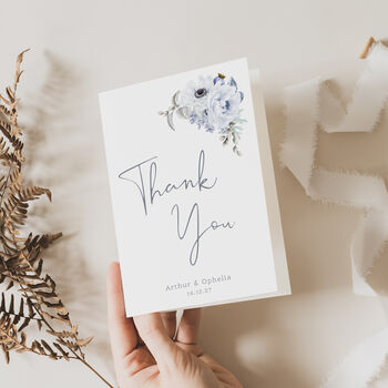 Wedding Thank You Cards Winter Blue Florals, 2 of 6