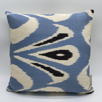 Ikat Silk Cushion Pale Blue Abstract Ikat, 2 of 11