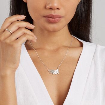 Sterling Silver Geometric Fan Necklace, 2 of 10