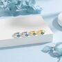 Tiny Rhombus Aquamarine Blue Cz Huggie Hoop In Sterling Silver, thumbnail 4 of 12