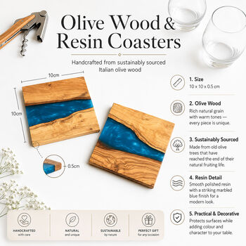 Olive Wood And Resin Coaster, 2 of 7