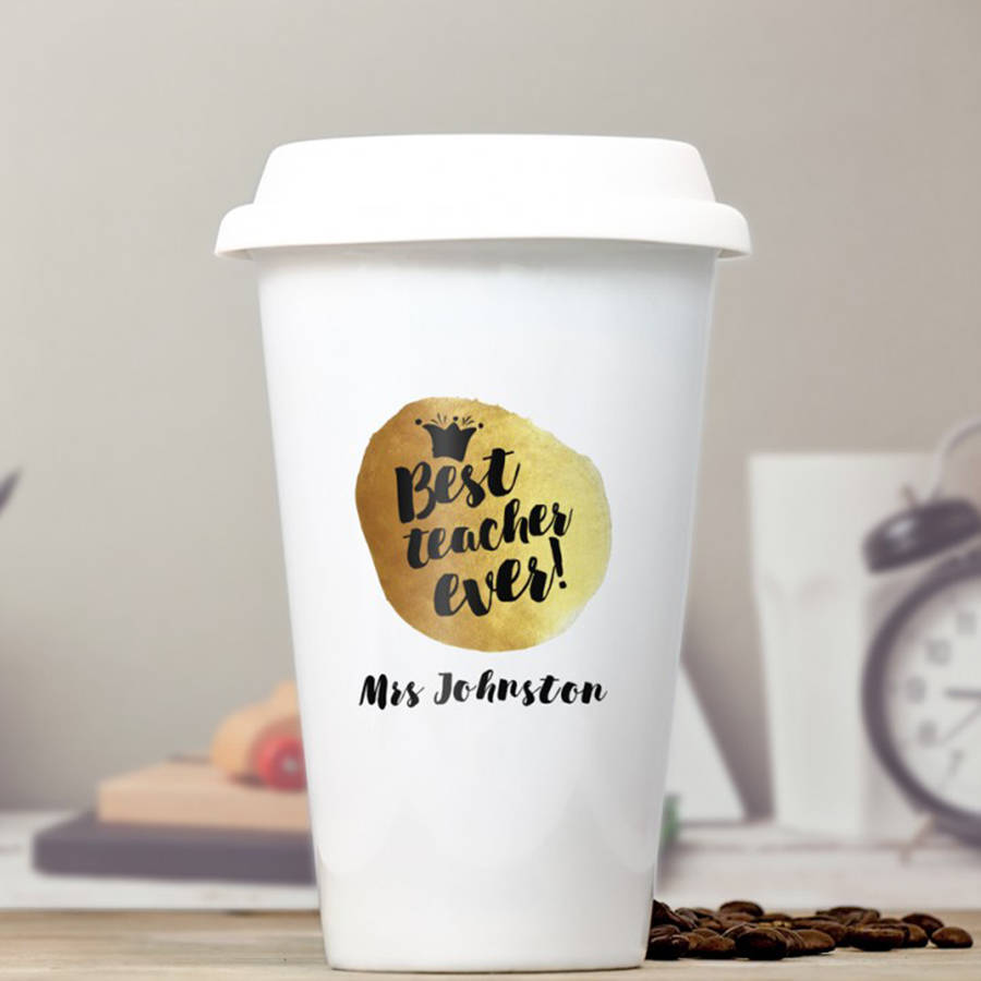 Best Teacher Personalised Ceramic Travel Mug By Oli & Zo