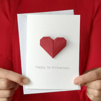 Personalised Anniversary By Year Origami Heart Card, 2 of 12