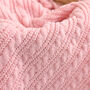 Personalise Dusty Pink Knitted Blanket With Bow, thumbnail 2 of 7