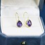 Amethyst Purple Cz Droplet Drop Hook Earrings, thumbnail 5 of 11