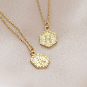 Textured Hexagon Initial Necklace, 2 of 11