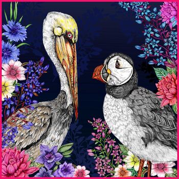 Mountain Lake Water Birds And Flowers With Mountains Luxury Velvet Square Cushion, 3 of 4