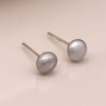 Sterling Silver Grey Freshwater Pearl Stud Earrings, 3 of 6