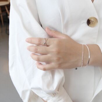 Sterling Silver Crossed Bands Adjustable Ring, 2 of 5