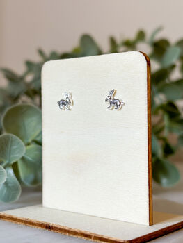 Sterling Silver Bunny Rabbit Stud Earrings, 2 of 4