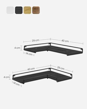 Set Of Two Floating Shelves L Shaped Corner Shelves, 2 of 6