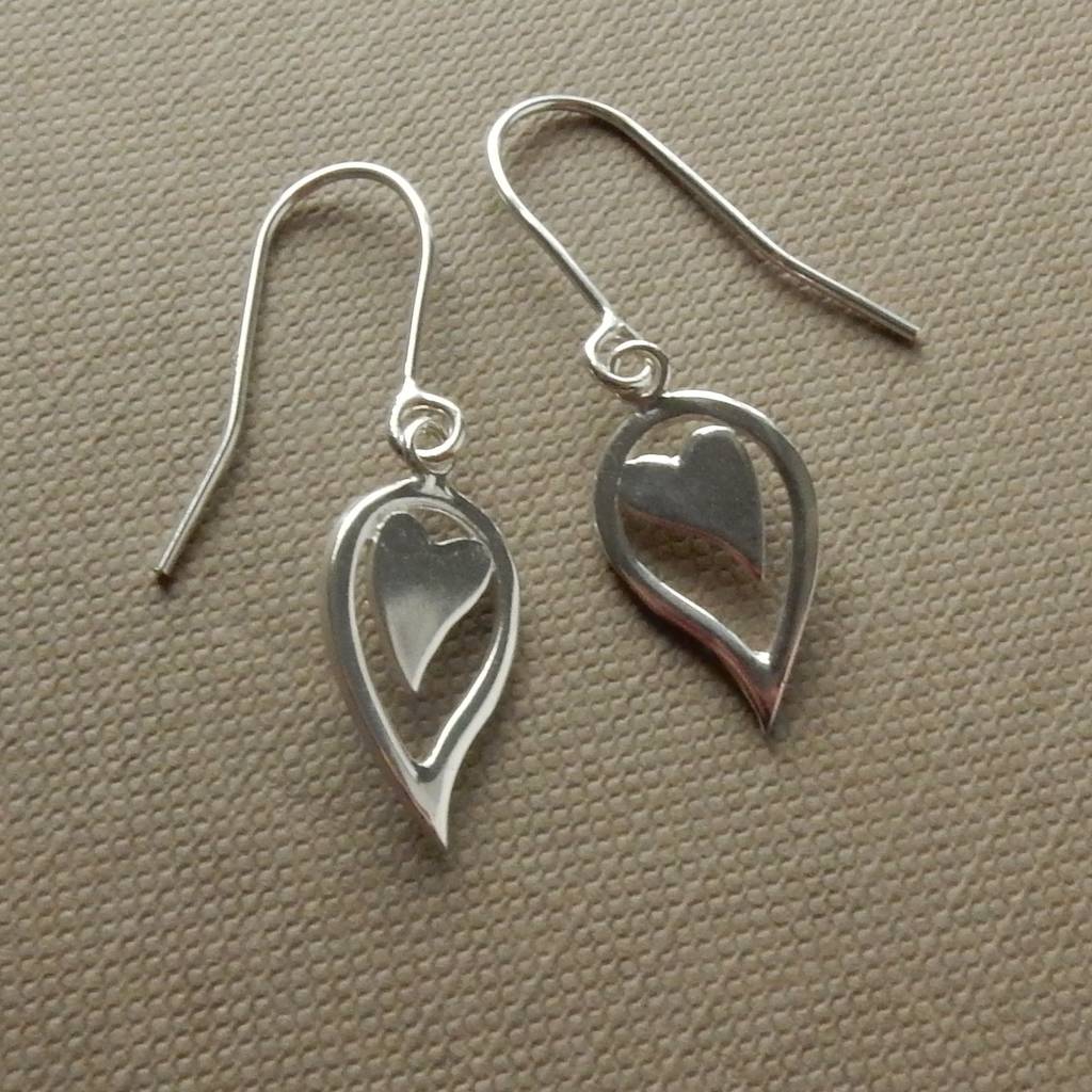 Silver Angel Wings Heart Drop Earrings By Anne Reeves Jewellery Silver Angel Wings Heart Drop Earrings