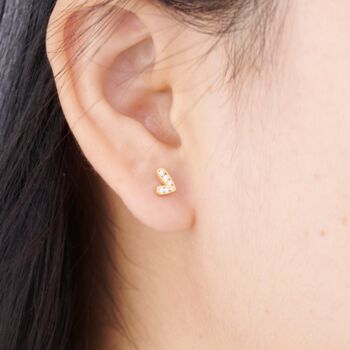 Gold Pave Heart Stud Earrings, 2 of 7