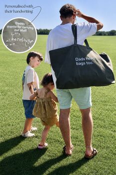Personalised Kids Handwriting Embroidered 'Dads Need Bags Too' Canvas Tote Bag Fathers Day Gift, 11 of 11