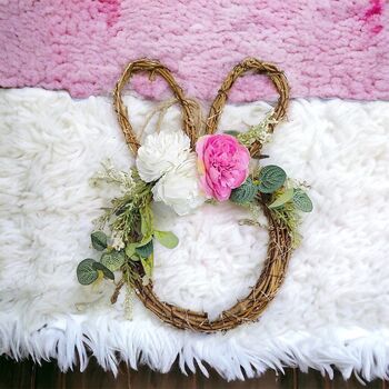Light Up Rattan Carnation Bunny Wreath | Easter Decor, 4 of 6