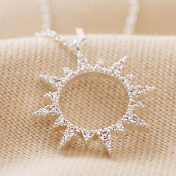 Crystal Sunburst Pendant Necklace, 6 of 11