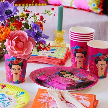 Eight Pink Frida Kahlo Party Cups, 3 of 4