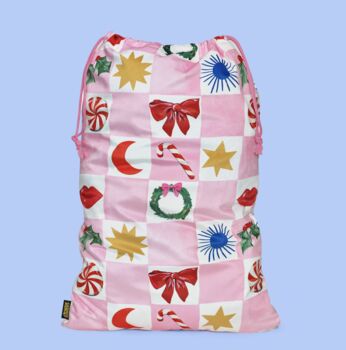 Kissmas Checkerboard Velvet Santa Sack, 2 of 3