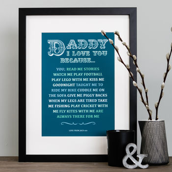 Daddy Or Mummy 'i Love You Because' Print In Mount By Mimi & Mae ...