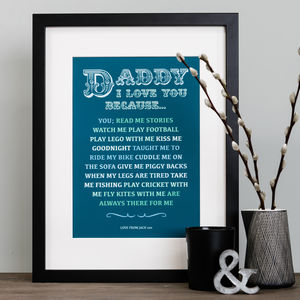 Daddy Or Mummy 'I Love You Because' Print In Mount By Mimi & Mae ...