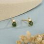 Sterling Silver Natural Moss Agate And Cz Stud Earrings, thumbnail 4 of 12