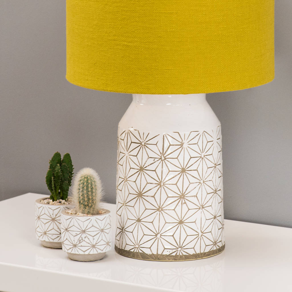 scandi geometric table lamp base choice of colours by quirk
