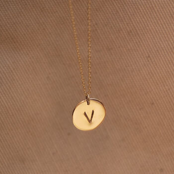 Personalised Initial Disc Necklace In Gold, 3 of 5