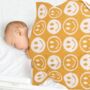 Personalised Yellow Happy Face Baby Blanket, thumbnail 1 of 2