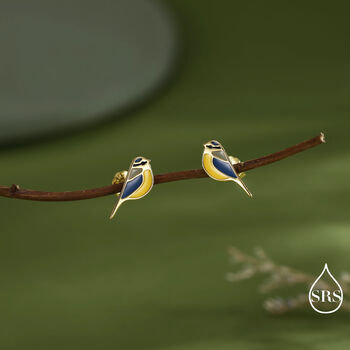 Blue Tit Bird Stud Earrings In Sterling Silver, 5 of 12