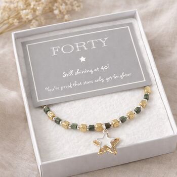 40th Birthday Gold And Green Star Charm Bracelet, 4 of 5