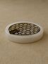 White Marble Ashtray With Laser Cut Brass Lid, thumbnail 1 of 6