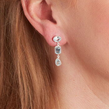 Blue Topaz Triple Gemstone Drops Set In Silver, 2 of 8